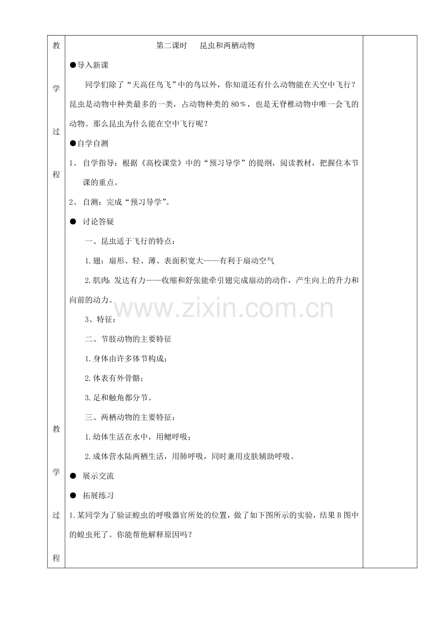 湖南省茶陵县世纪星实验学校八年级生物 第五单元《第三节 空中飞行的动物（第2课时）》教案.doc_第2页