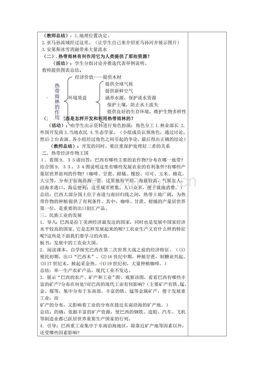 山东省冠县武训高级中学八年级地理下册 7.4 巴西教案二 中图版.doc_第2页