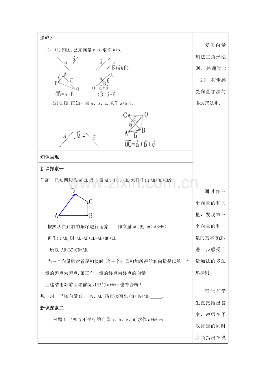 春八年级数学下册 22.8 平面向量的加法（2）教案 沪教版五四制-沪教版初中八年级下册数学教案.doc_第2页