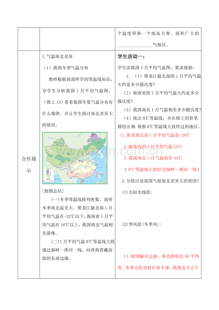 八年级地理上册第二单元第二节气候多样季风显著第一课时教案中图版.doc_第3页