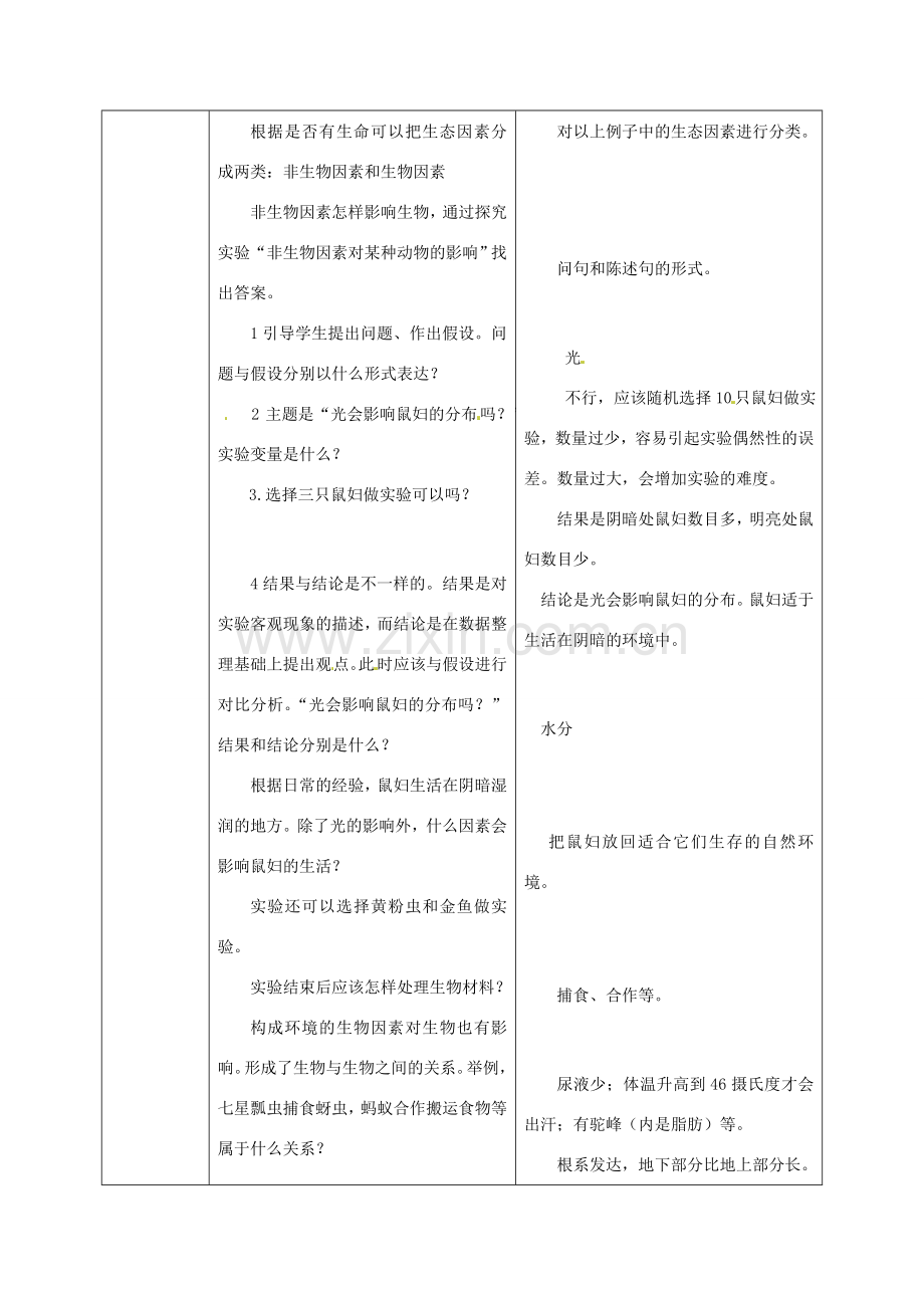 云南省师范大学五华区实验中学七年级生物上册 1.2.1 生物与环境的关系教学设计 （新版）新人教版.doc_第2页