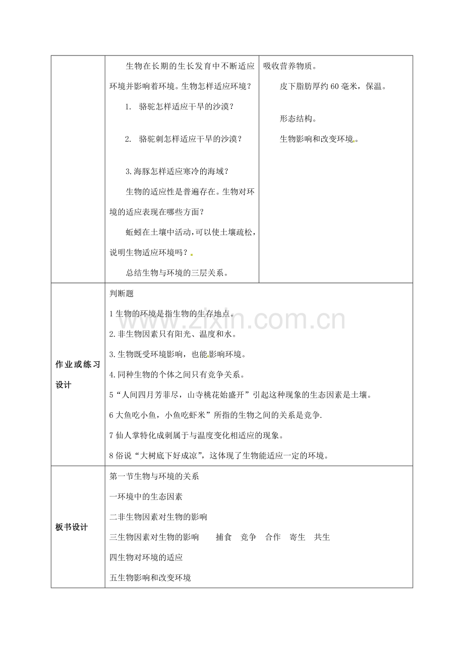 云南省师范大学五华区实验中学七年级生物上册 1.2.1 生物与环境的关系教学设计 （新版）新人教版.doc_第3页