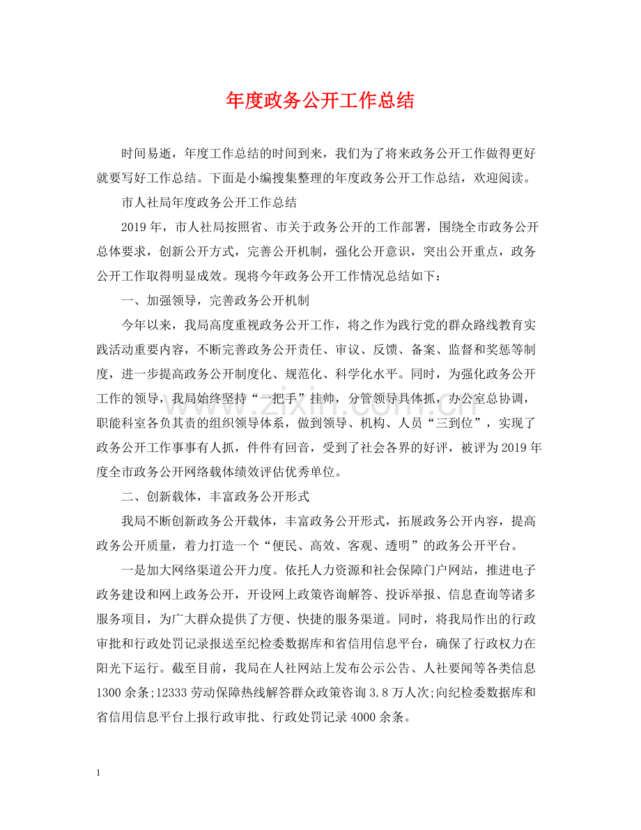 2020年度政务公开工作总结.docx_第1页