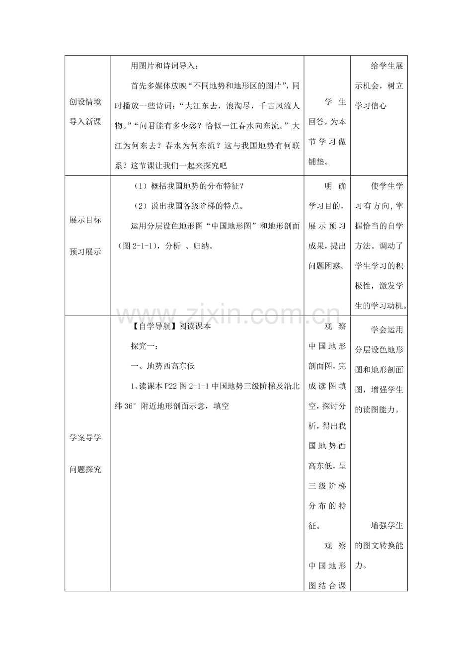 秋八年级地理上册 第2章 第一节《地形地势特征》教案2 （新版）商务星球版-（新版）商务星球版初中八年级上册地理教案.doc_第2页