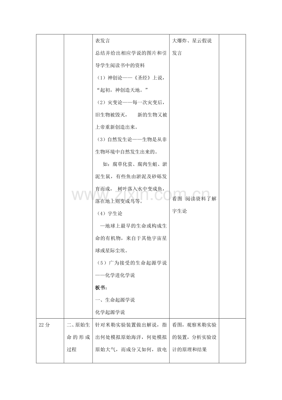 八年级生物下册 7.3.1 地球上生命的起源教学设计2 新人教版.doc_第2页