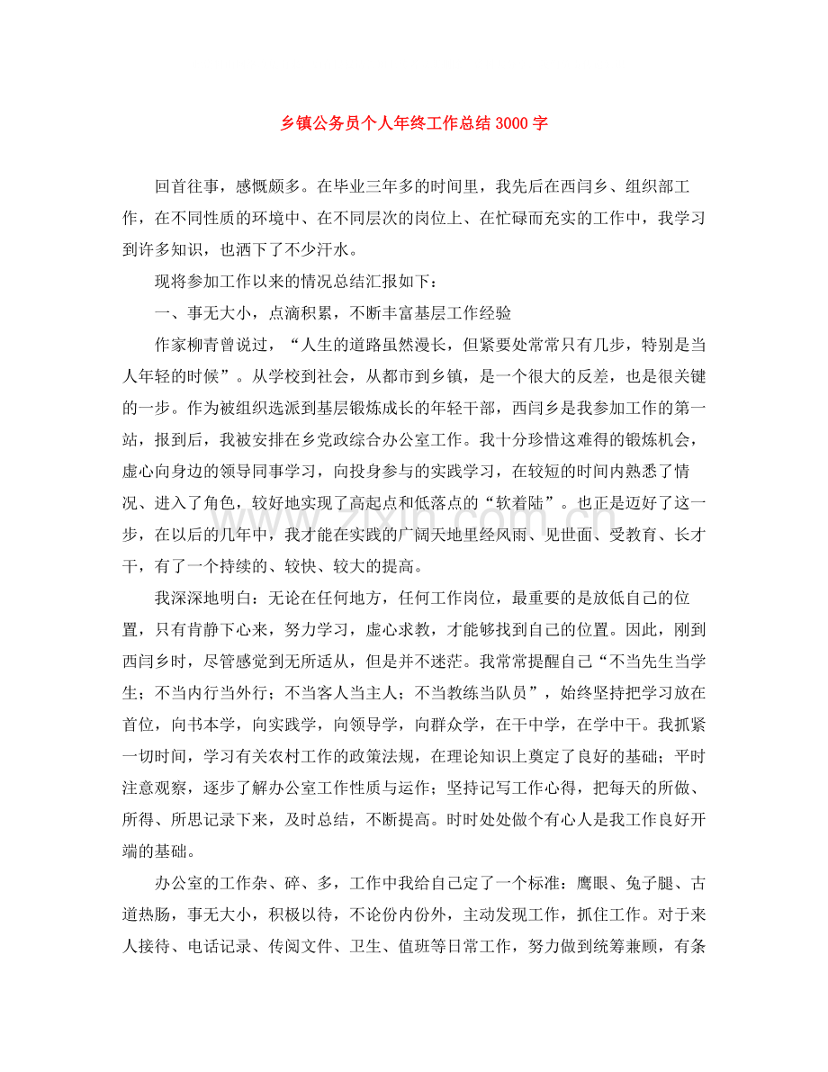 乡镇公务员个人年终工作总结3000字.docx_第1页