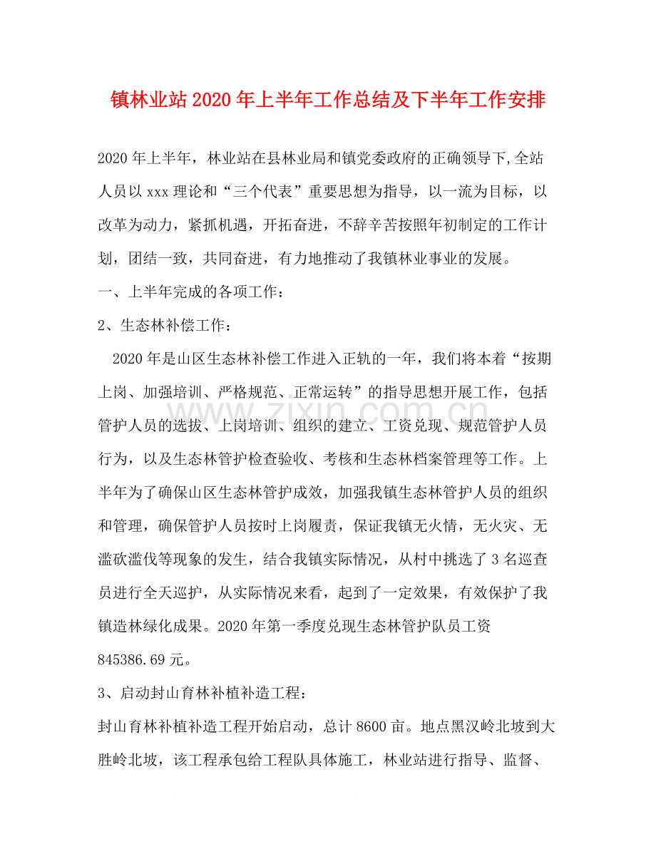 镇林业站年上半年工作总结及下半年工作安排.docx_第1页