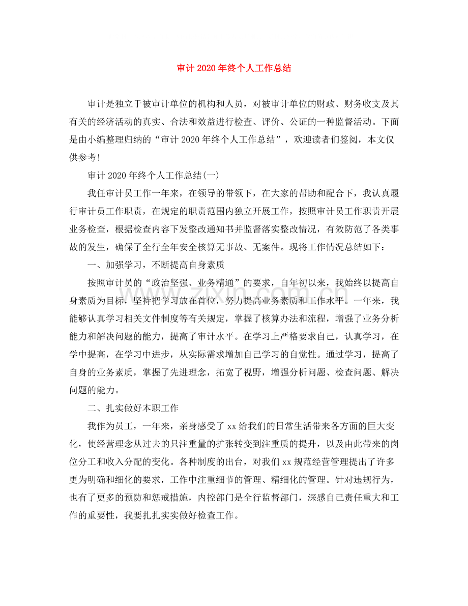 审计年终个人工作总结.docx_第1页