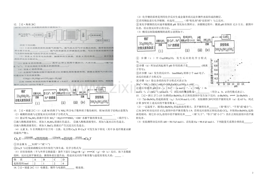 化学反应速率及化学平衡高考题集.doc_第2页