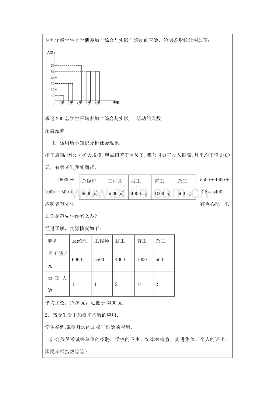 九年级数学上册 第3章 数据的集中趋势和离散程度 3.1 平均数（2）教案（新版）苏科版-（新版）苏科版初中九年级上册数学教案.docx_第3页