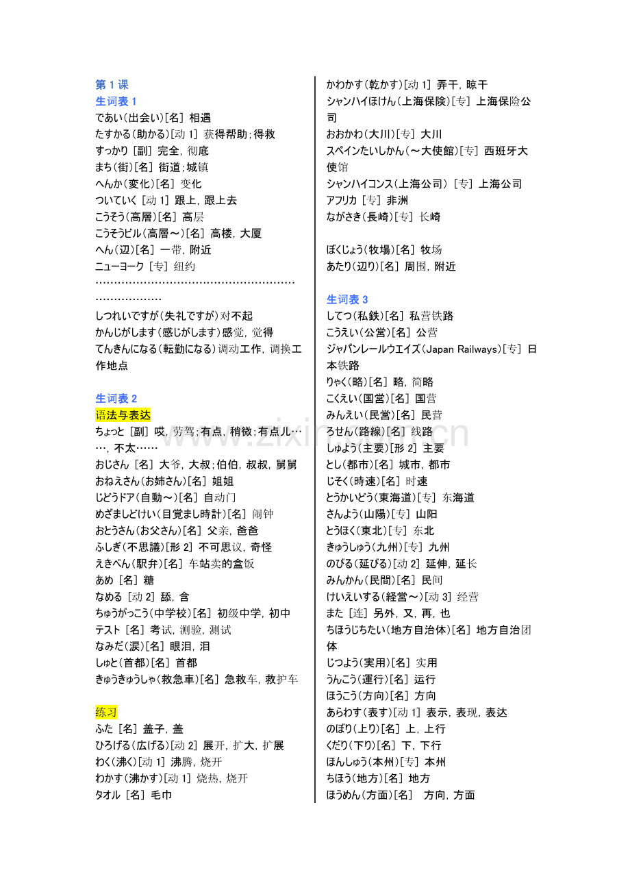 新版标准日本语中级单词.doc_第1页