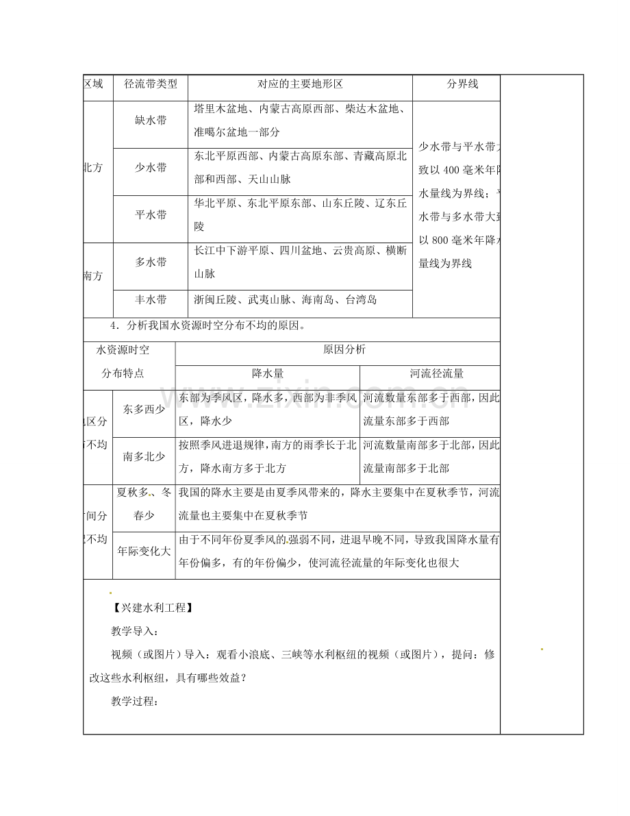 江苏省徐州市铜山区八年级地理上册 3.3中国的水资源教案 （新版）湘教版-（新版）湘教版初中八年级上册地理教案.doc_第3页