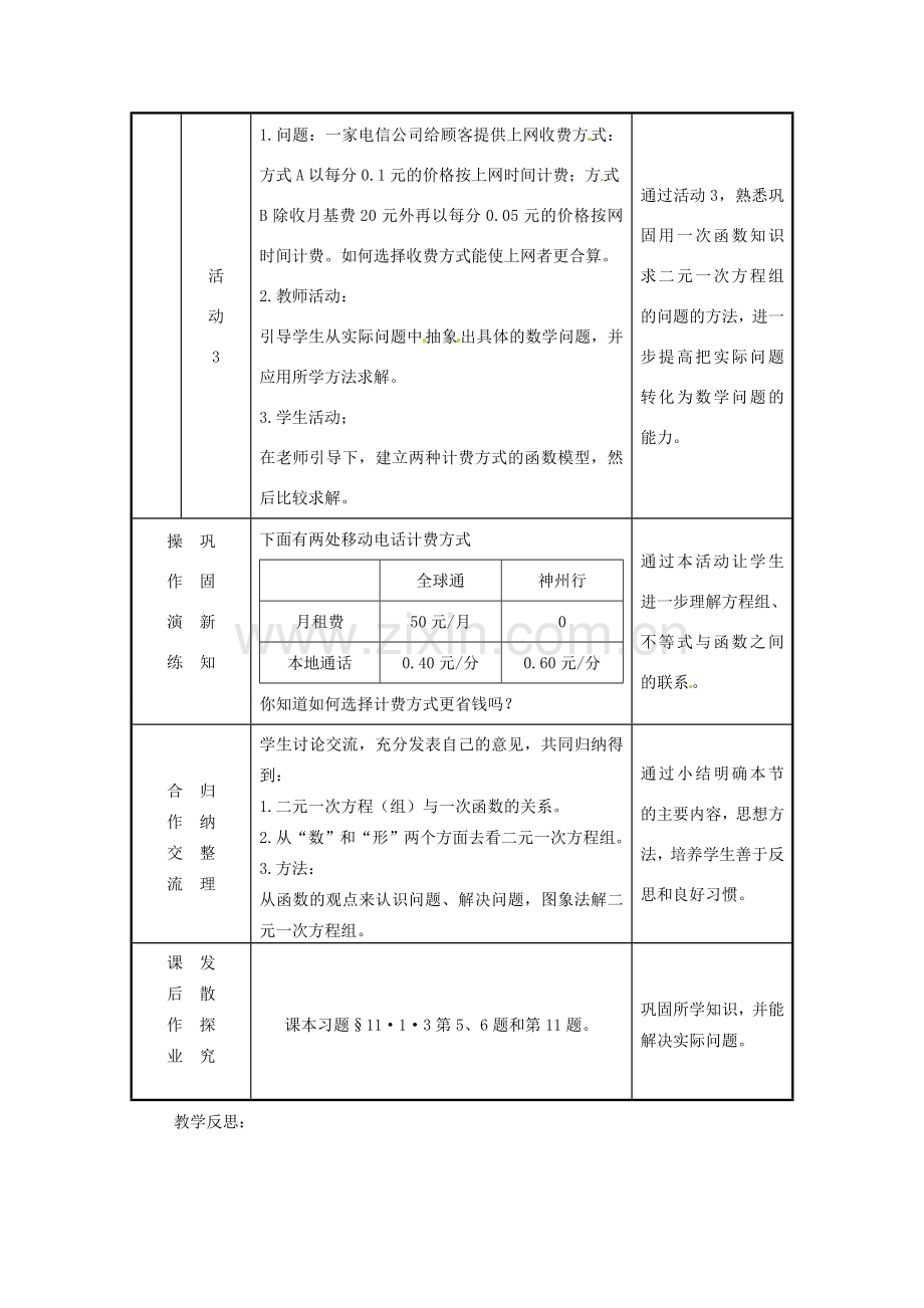 广东省广州市白云区汇侨中学八年级数学上册《14.3.3一次函数与二元一次方程（组）》教案1 新人教版.doc_第3页