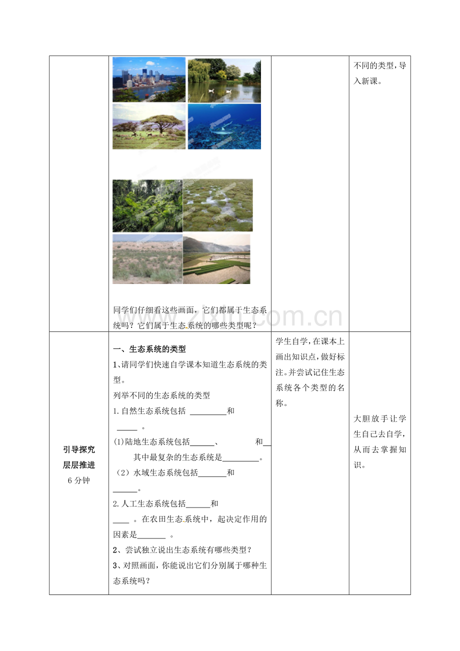 山东省枣庄市峄城区吴林街道中学八年级生物下册 第六单元 第二章《生态系统》第4节《生态系统的类型》教案 济南版.doc_第2页