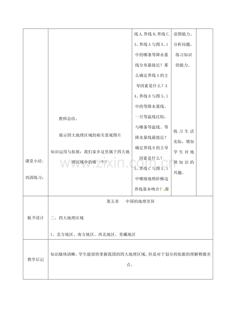 吉林省双辽市八年级地理下册 10中国的地理差异（第2课时）教案 （新版）新人教版-（新版）新人教版初中八年级下册地理教案.doc_第3页