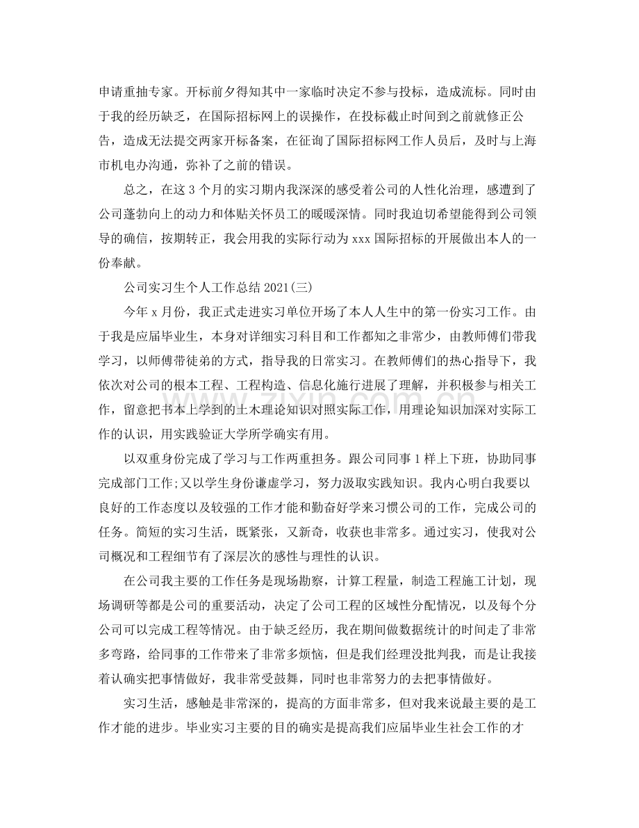 公司实习生个人工作参考总结范文（通用）.docx_第3页