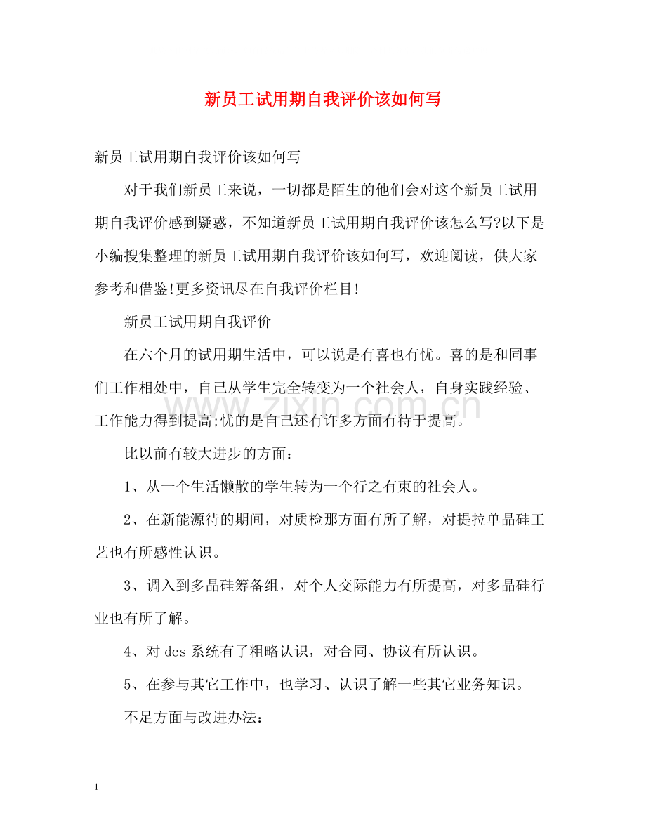 新员工试用期自我评价该如何写.docx_第1页