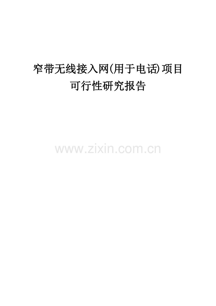 窄带无线接入网(用于电话)项目可行性研究报告.docx_第1页