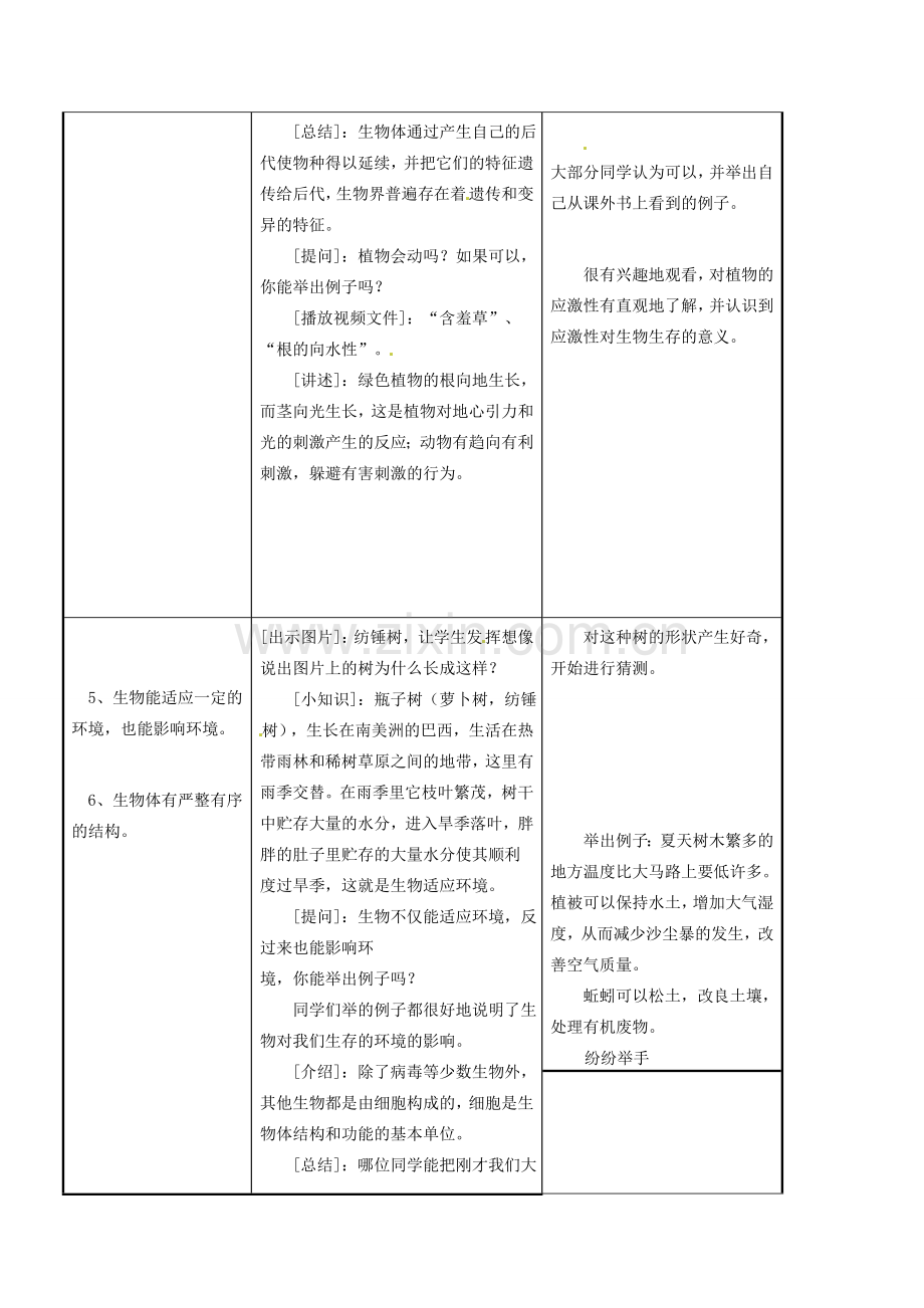 江苏省东台市唐洋镇中学七年级生物上册《1.1 我们周围的生物》教案2 苏教版.doc_第3页