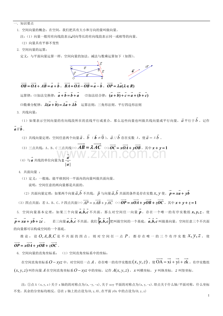 高二空间向量知识点归纳总结.doc_第1页