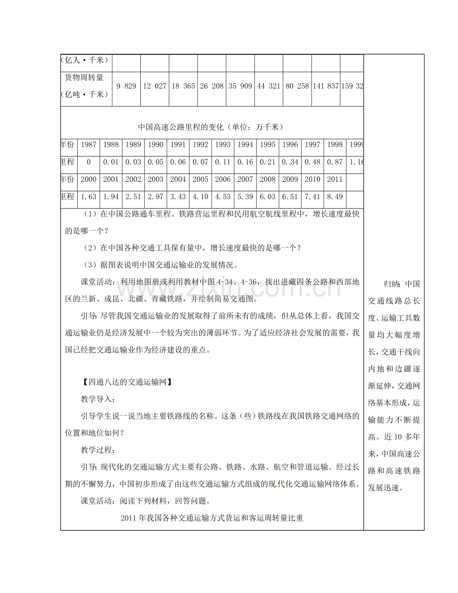 江苏省徐州市铜山区八年级地理上册 4.3中国的交通教案1 （新版）湘教版-（新版）湘教版初中八年级上册地理教案.doc_第3页