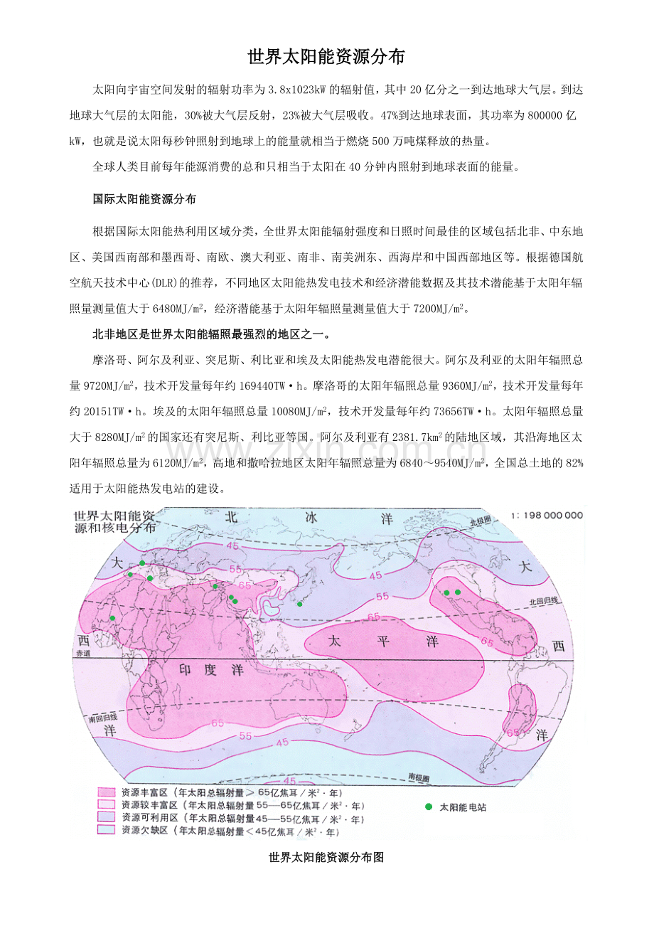 全球太阳辐射资源分布图.doc_第1页