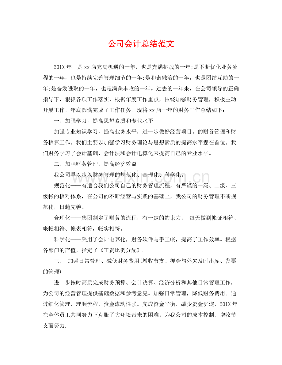 公司会计总结范文 .docx_第1页