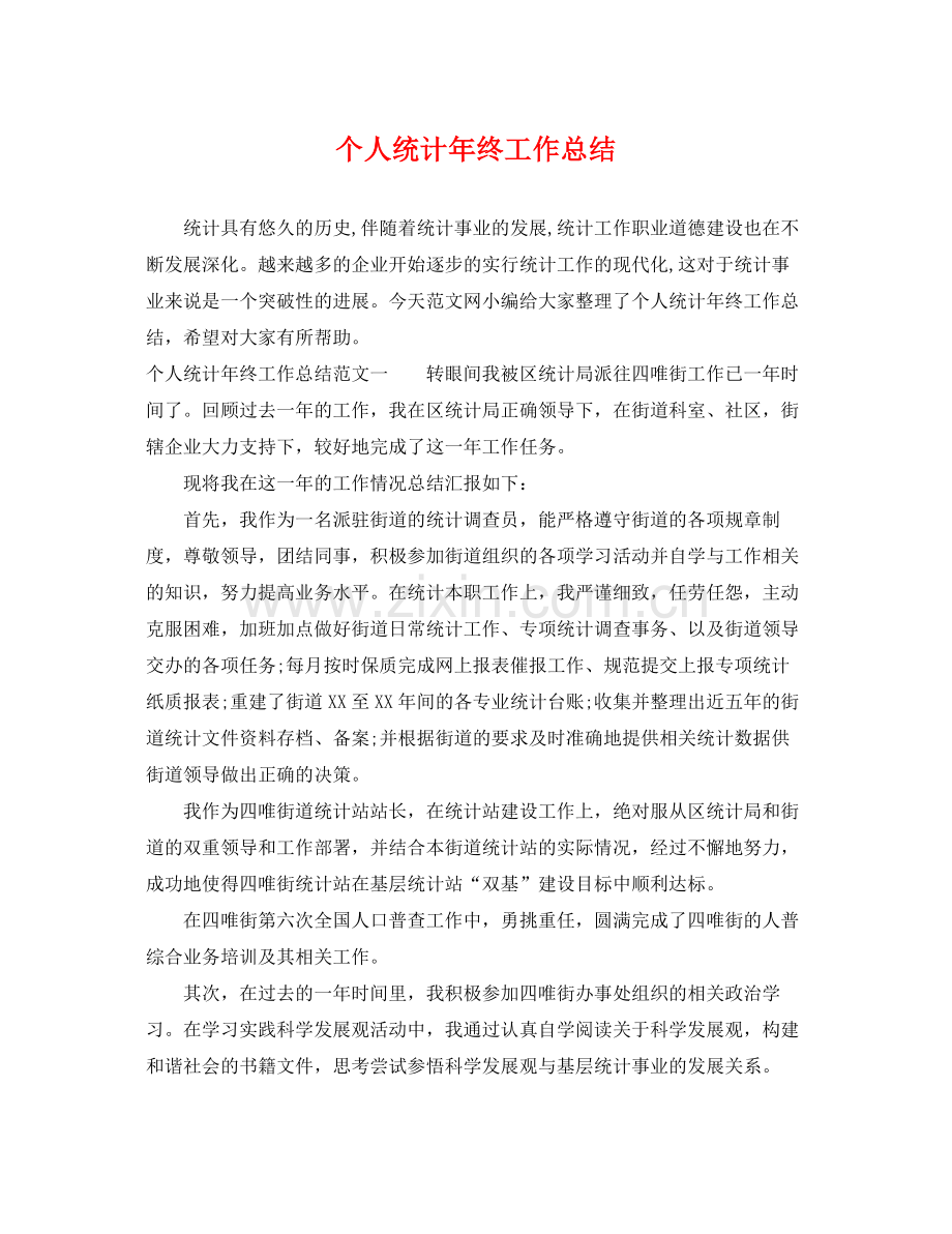 个人统计年终工作总结 .docx_第1页