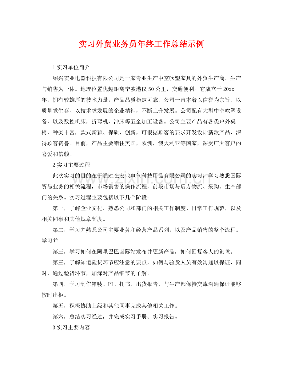 实习外贸业务员年终工作总结示例 .docx_第1页