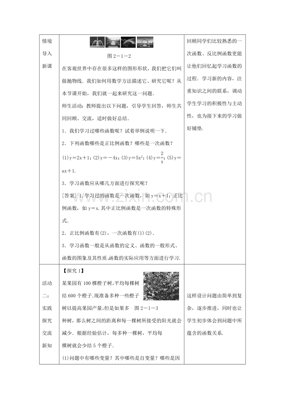 九年级数学下册 第二章 二次函数 2.1 二次函数教案 （新版）北师大版-（新版）北师大版初中九年级下册数学教案.doc_第2页