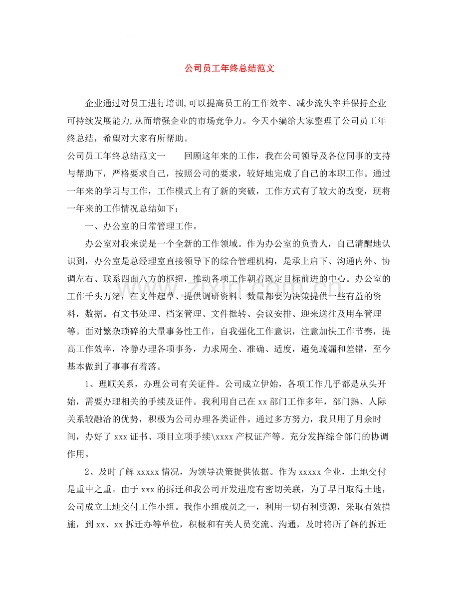 公司员工年终总结范文.docx_第1页