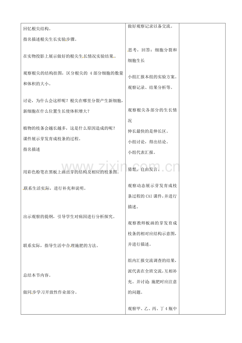 山东省郯城县第三初级中学七年级生物上册《植株的生长》教案 新人教版.doc_第2页