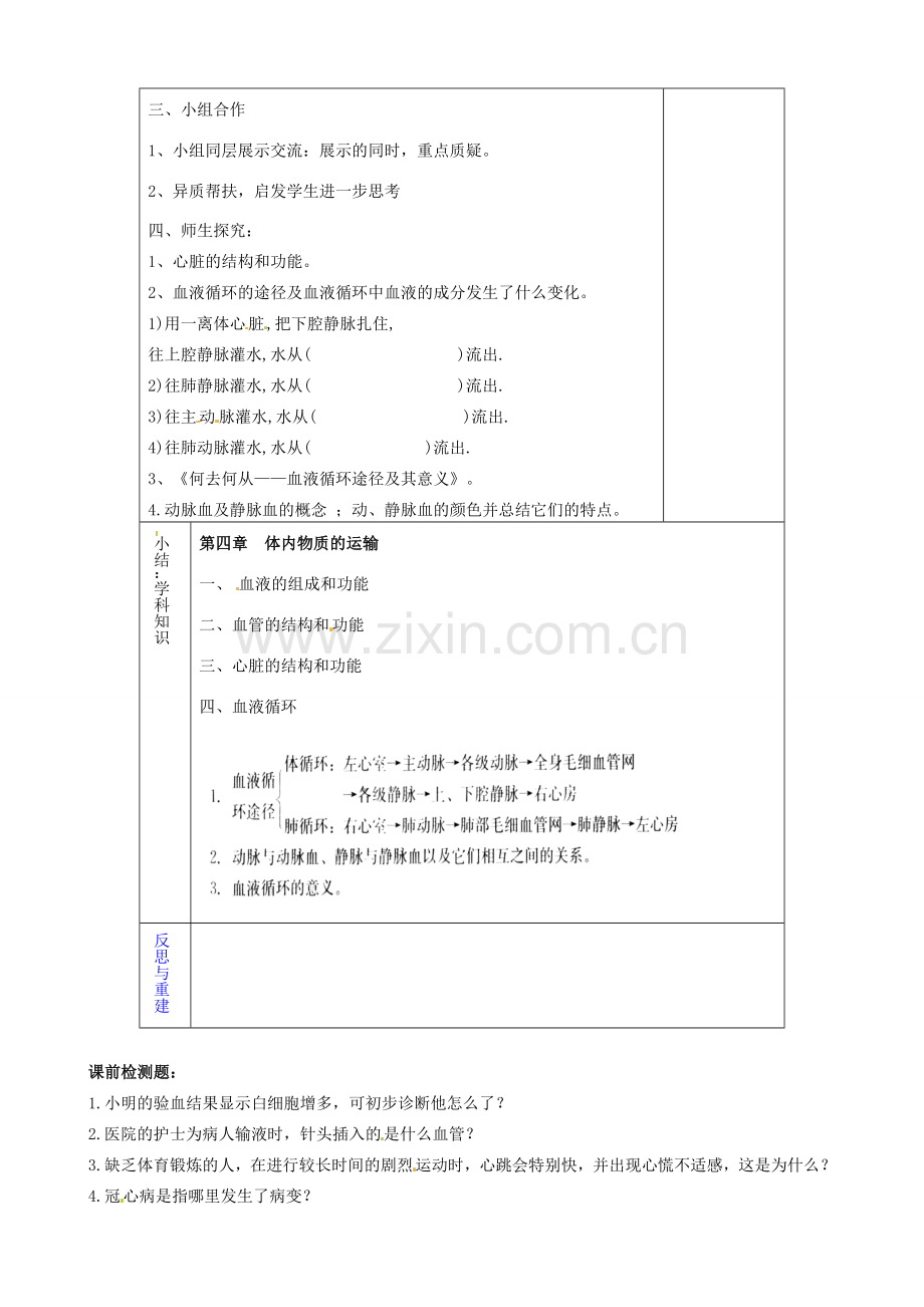 山东省淄博市临淄区第八中学七年级生物下册 4 人体内物质的运输复习教案 新人教版.doc_第2页