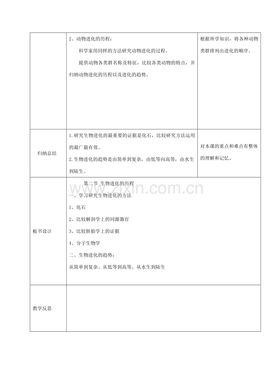 黑龙江省鸡西市八年级生物下册 7.3.2 生物进化的历程教案 （新版）新人教版-（新版）新人教版初中八年级下册生物教案.doc_第3页