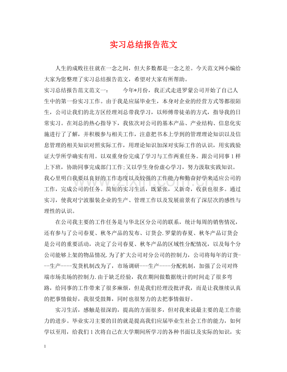 实习总结报告范文.docx_第1页