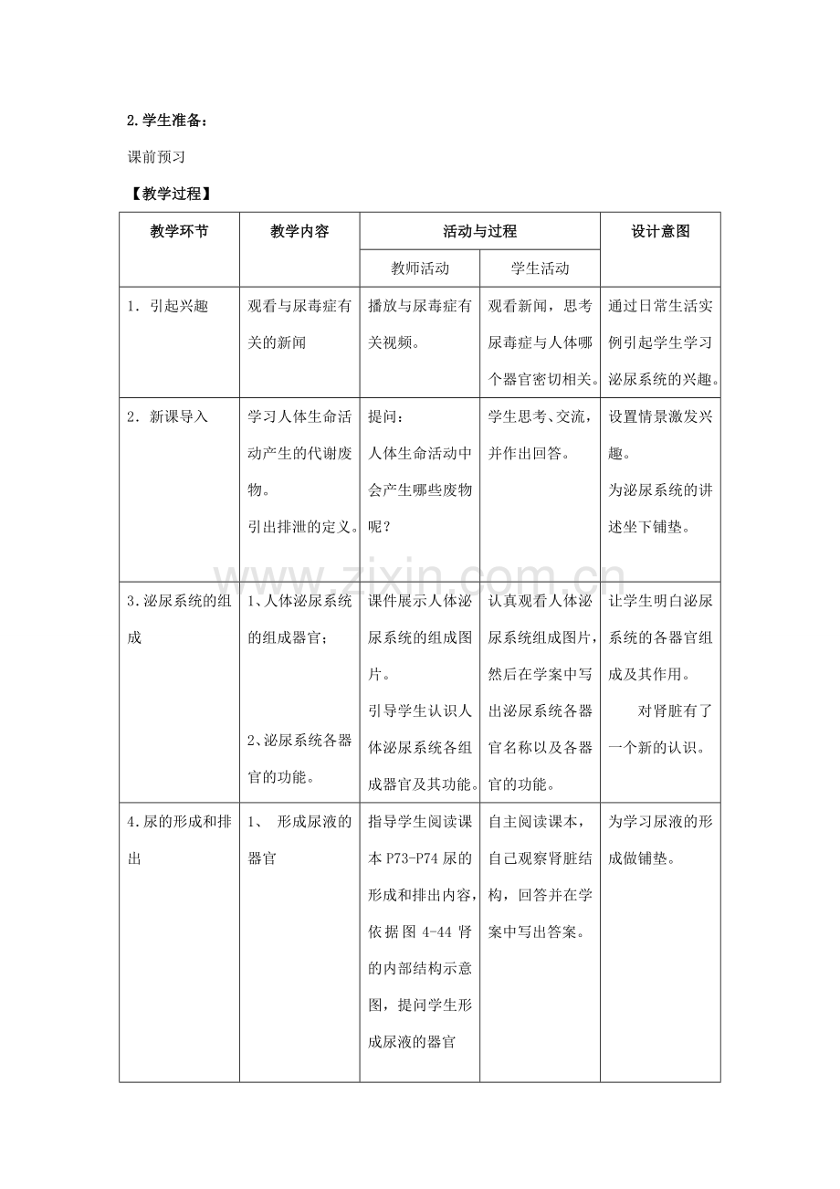 七年级生物下册 第五章 人体内废物的排出教案 （新版）新人教版-（新版）新人教版初中七年级下册生物教案.doc_第2页