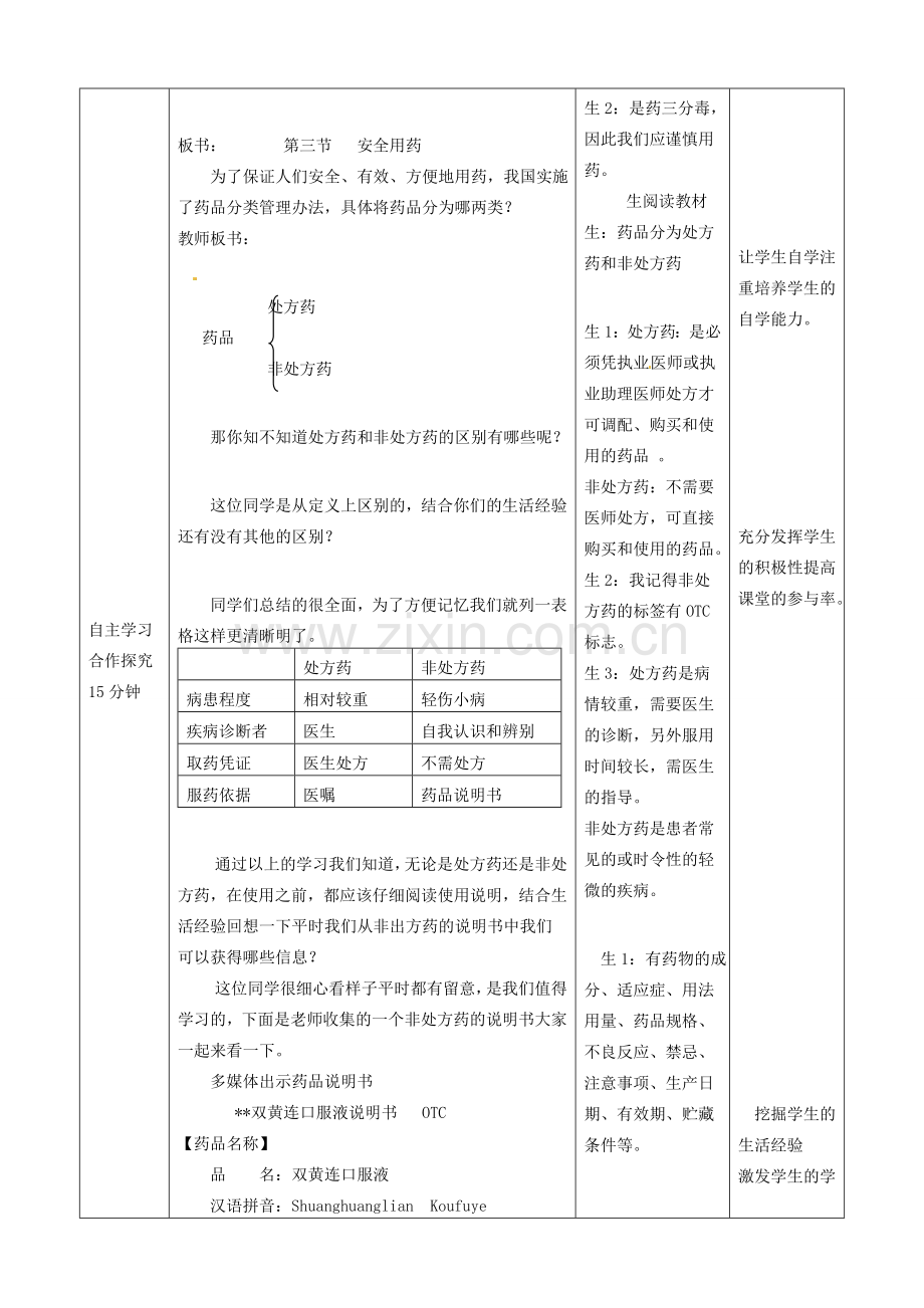 七年级生物下册 第3单元 第6章 第3节 安全用药教案2 （新版）济南版.doc_第2页