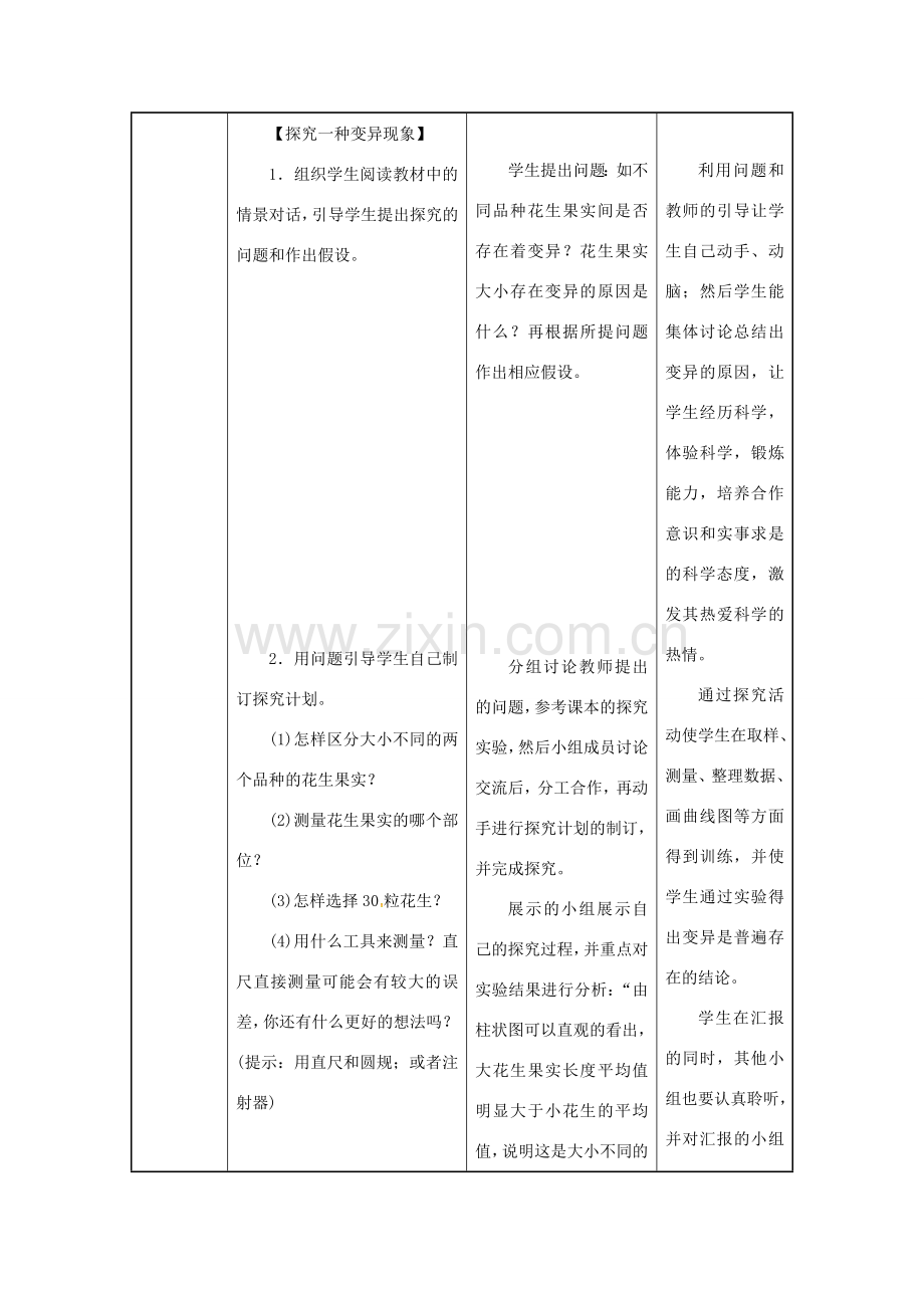 八年级生物下册 第七单元 生物圈中生命的延续和发展 第二章 生物的遗传与变异 第五节 生物的变异教案 （新版）新人教版-（新版）新人教版初中八年级下册生物教案.docx_第3页