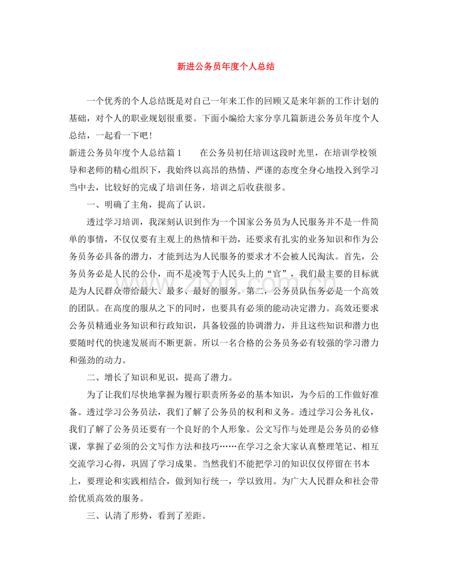 新进公务员年度个人总结.docx_第1页