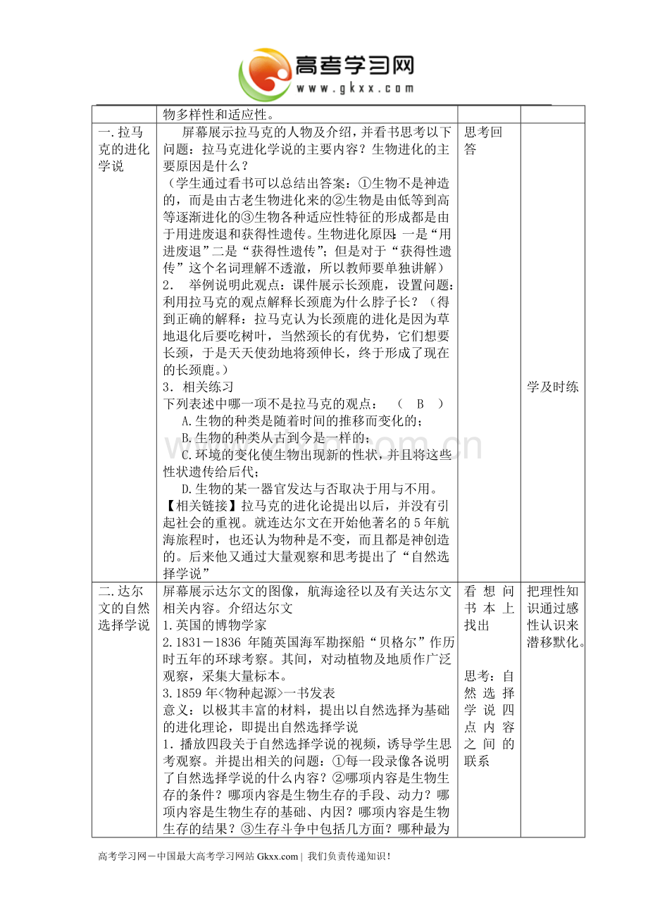 《现代生物进化理论的由来》说课稿(必修2).doc_第3页