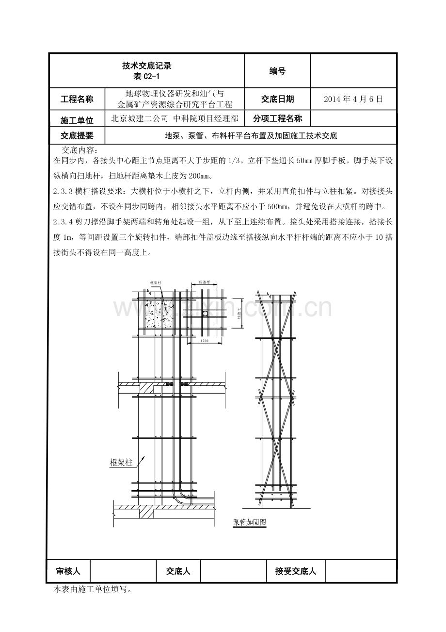 地泵、泵管、布料杆平台布置及加固施工技术交底.doc_第2页