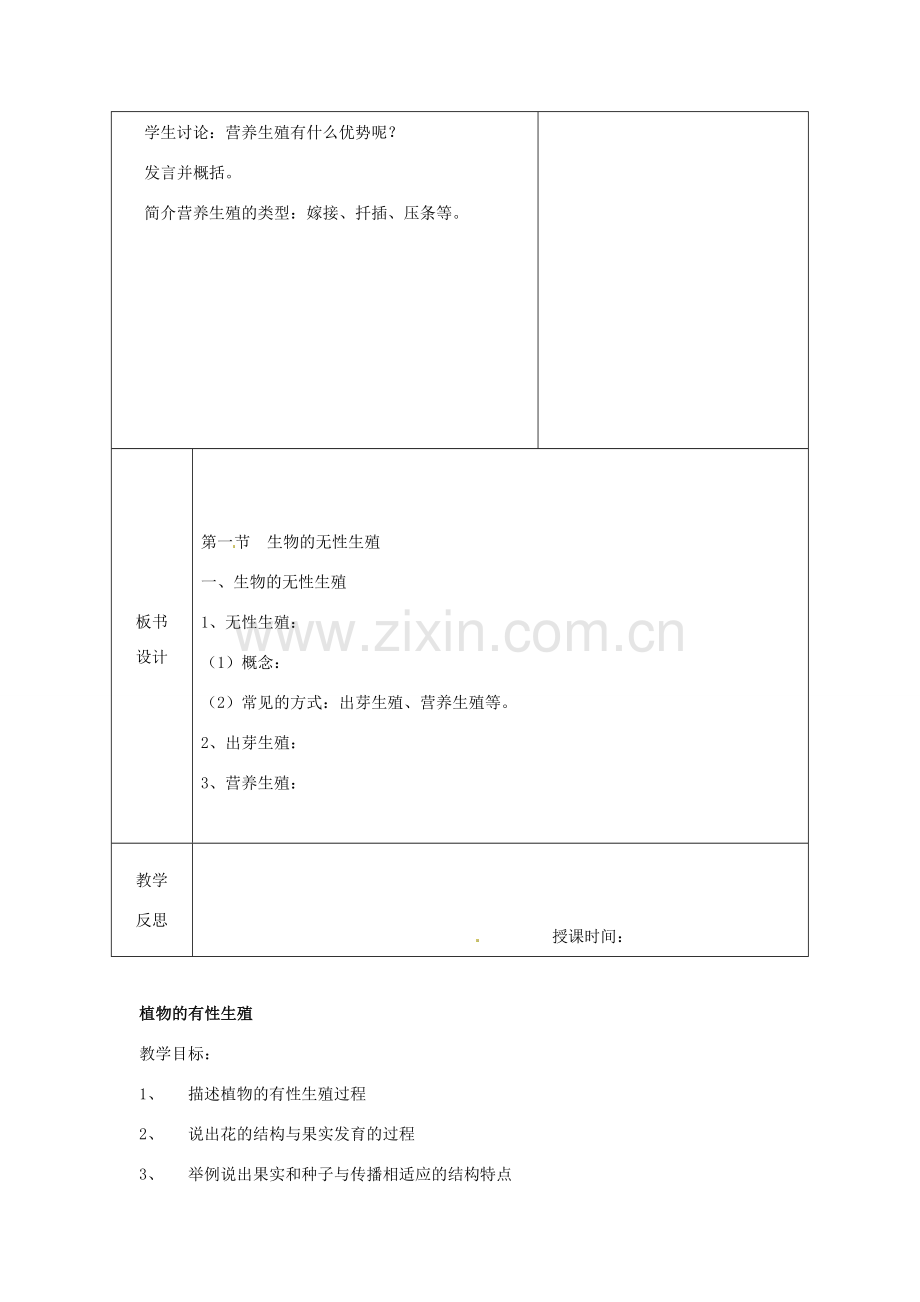 八年级生物下册 第八单元 生物的生殖、发育与遗传 第二十一章 生物的生殖与发育 第一节 生物的无性生殖教案1（新版）苏教版-（新版）苏教版初中八年级下册生物教案.doc_第3页