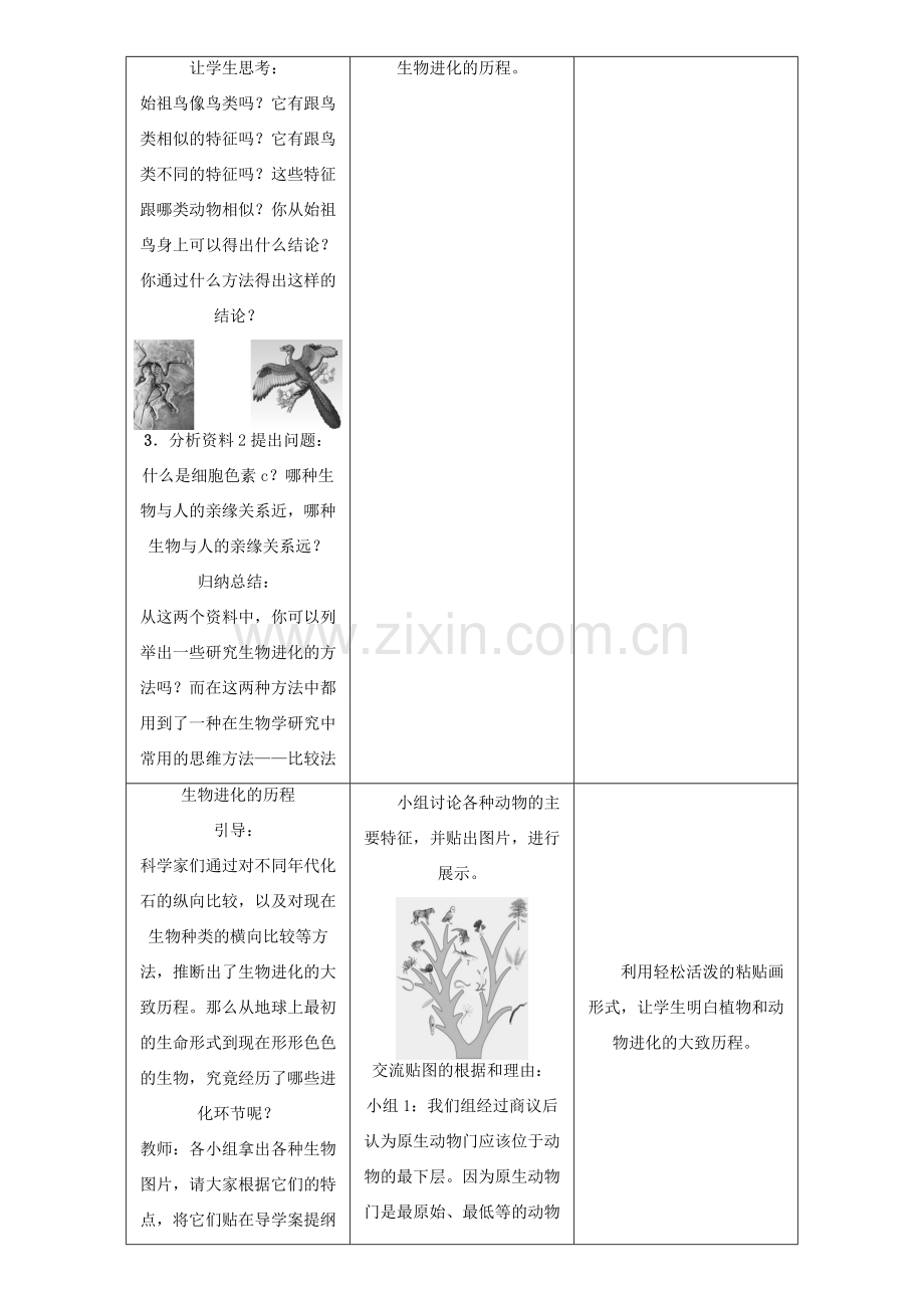 春八年级生物下册 第七单元 第三章 第二节 生物进化的历程教案 （新版）新人教版-（新版）新人教版初中八年级下册生物教案.doc_第3页