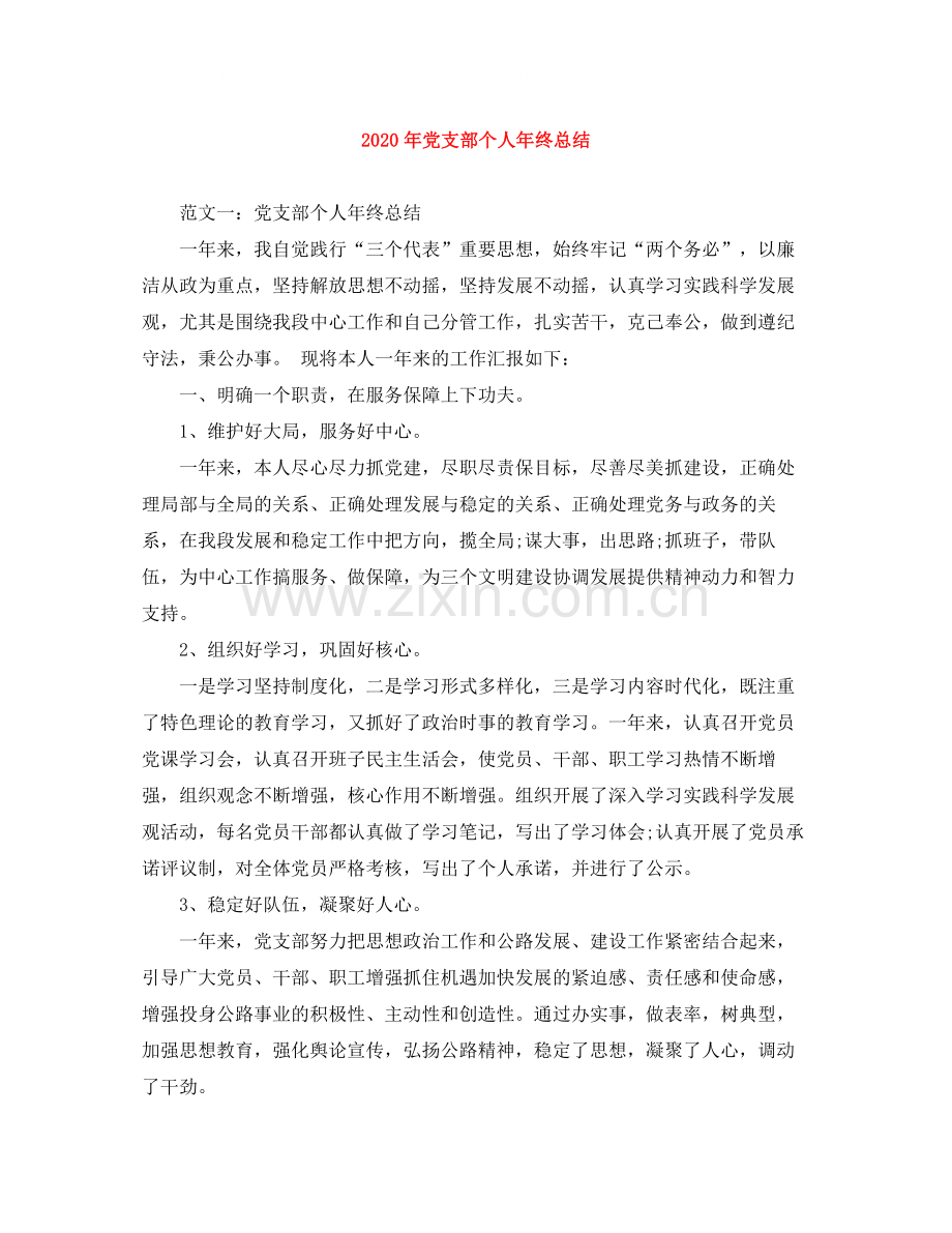 2020年党支部个人年终总结.docx_第1页