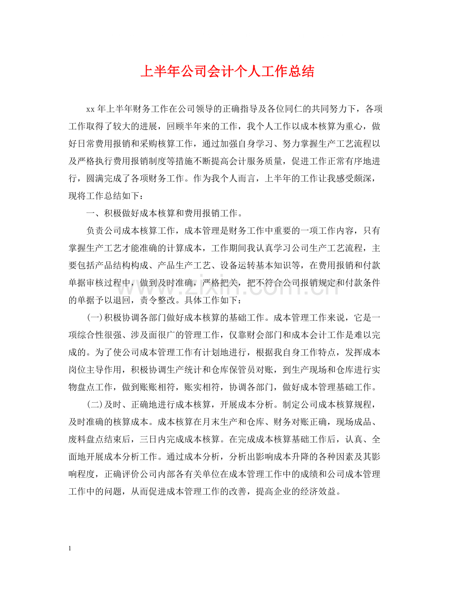 上半年公司会计个人工作总结.docx_第1页