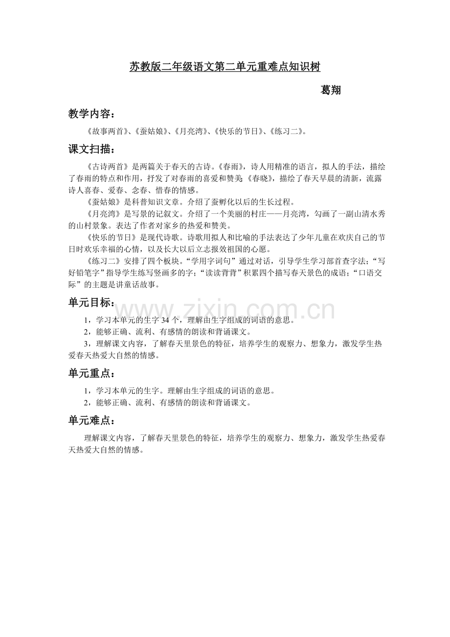 苏教版二年级语文第二单元重难点知识树.doc_第1页