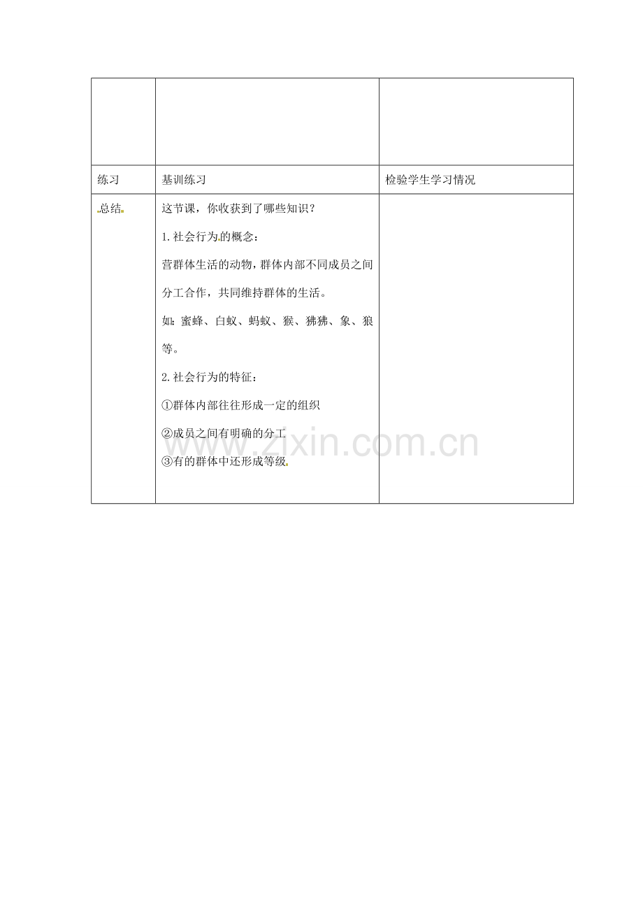 湖南省长沙市长郡芙蓉中学八年级生物上册《5.2.3 社会行为（一）》教案 （新版）新人教版.doc_第3页