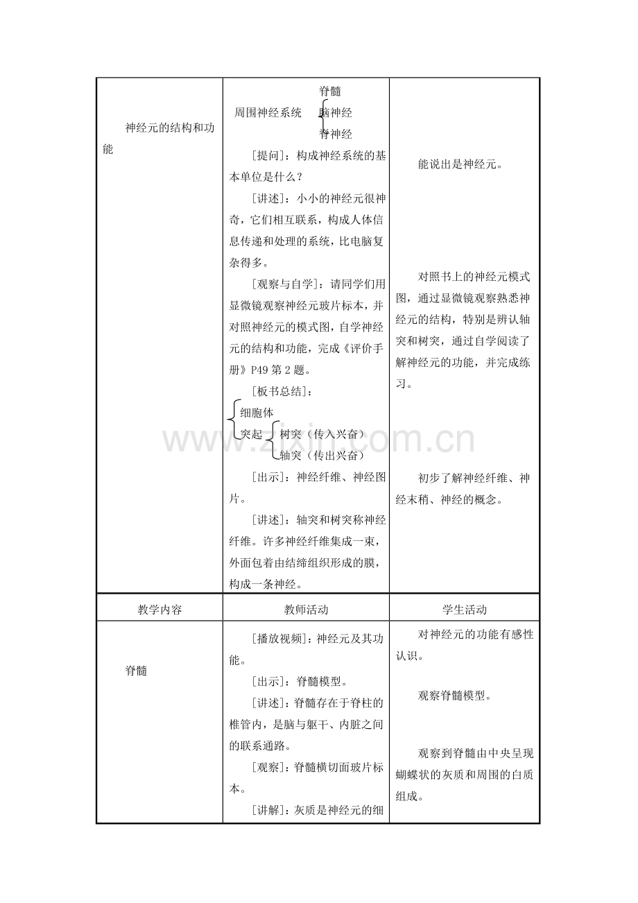 七年级生物下册 12.2人体的神经调节（第1课时）教案 （新版）苏教版-（新版）苏教版初中七年级下册生物教案.doc_第2页