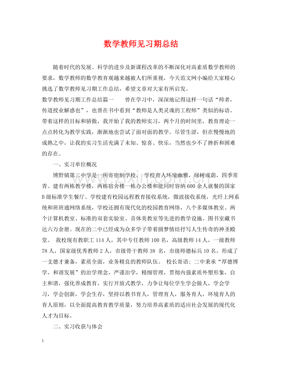 数学教师见习期总结.docx_第1页