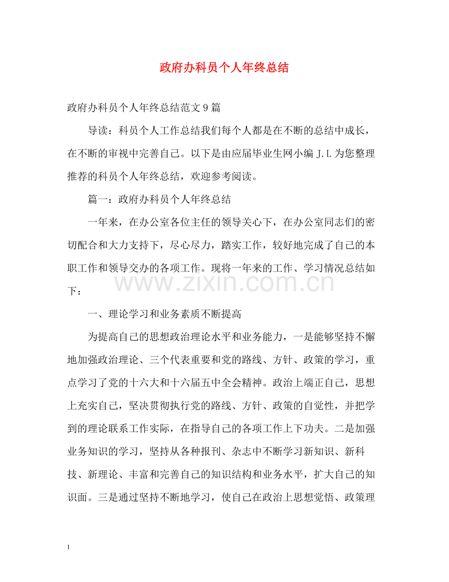 政府办科员个人年终总结.docx_第1页